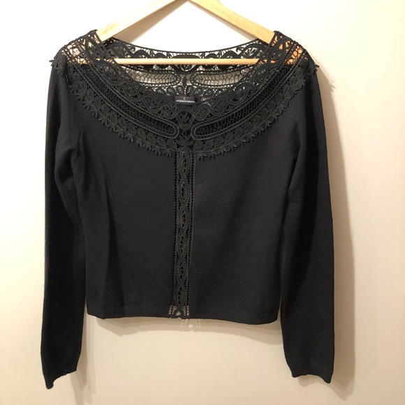 Black Lace Collared Top - Picture 6 of 8